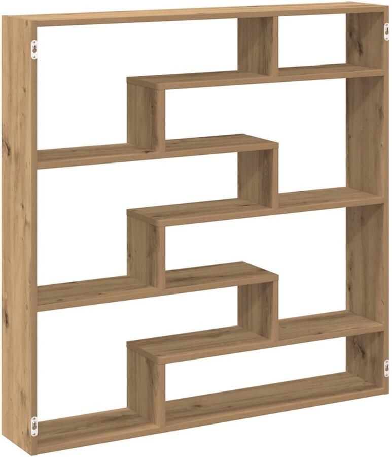 VidaXL The Living Store Wandschap kubus 7 vakken bewerkt hout artisanaal eikenkleurig Wandplankje Houten Plank Opslagoplossing Kastje Organisator