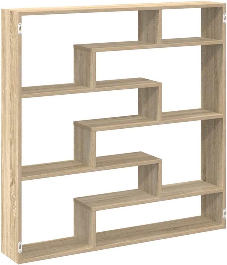 VidaXL The Living Store Wandschap kubus 7 vakken bewerkt hout sonoma eikenkleurig Wandplankje Houten Plank Opslagoplossing Kastje Woonaccessoires