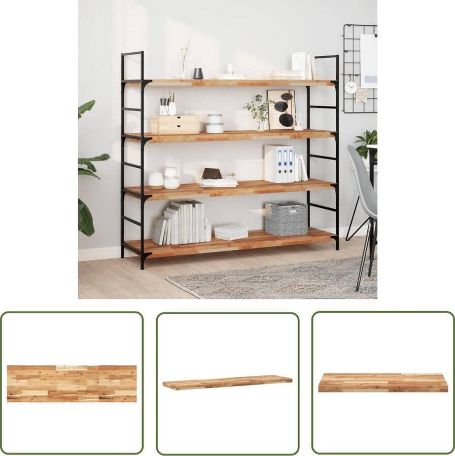 VidaXL The Living Store Wandschap zwevend olieafwerking 160x40x4 cm massief acaciahout Zwevend Wandschap Wandplank Hout Plank Acaciahout Olieafwerking