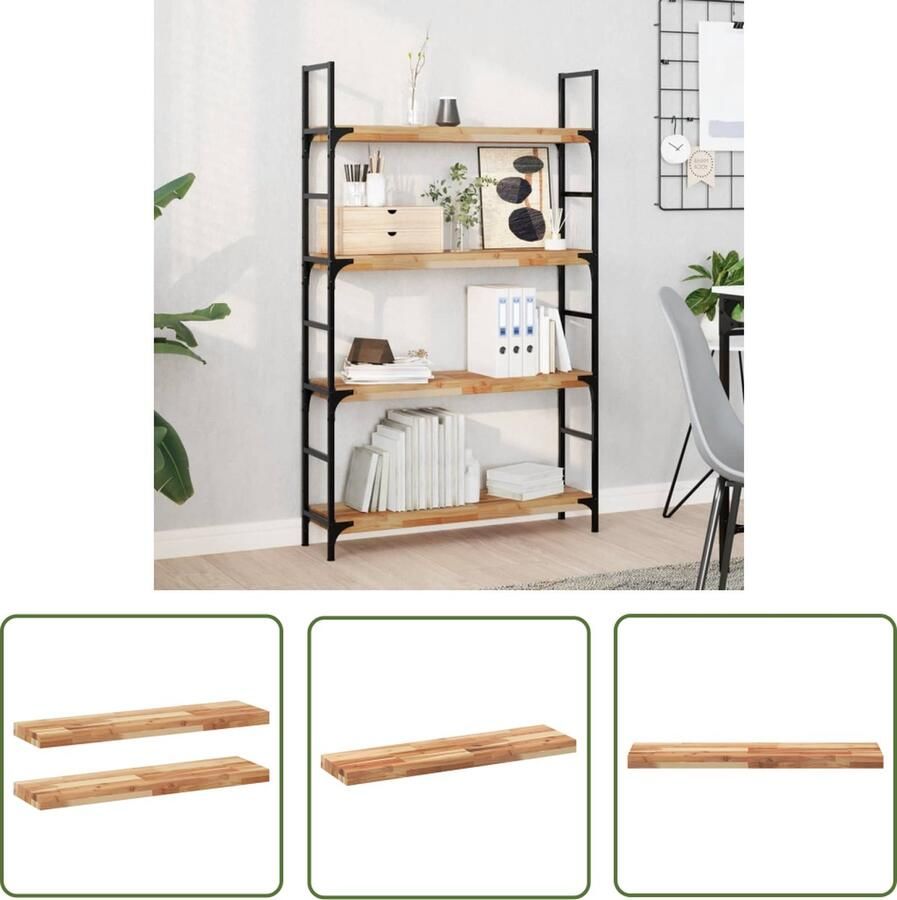 VidaXL The Living Store Wandschappen 2 st zwevend olieafwerking 100x20x4 cm acaciahout Zwevende Wandplanken Wandplank Set Houten Wandplanken Acaciahout Ruime Bespaard