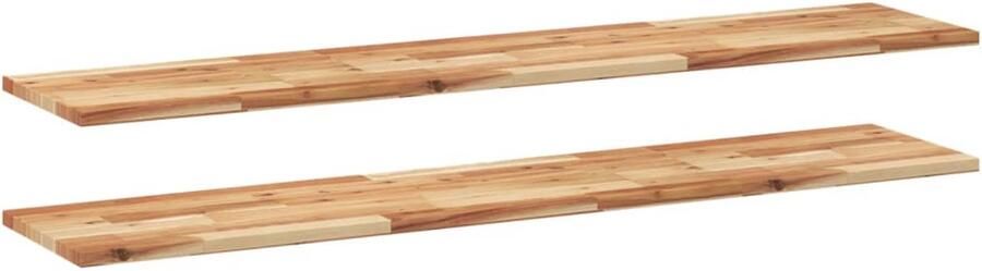 VidaXL The Living Store Wandschappen 2 st zwevend olieafwerking 120x30x2 cm acaciahout Zwevende Wandplank Houten Wandplank Acaciahout Zwevende Schappen