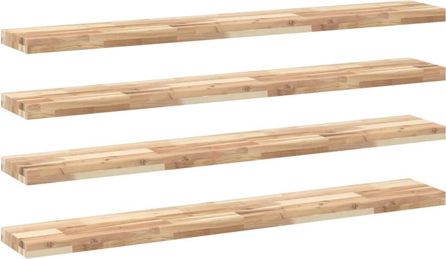 VidaXL Wandschappen 4 stuks Acaciahout 140x20x4 cm Zwevende Wandplanken Wandplank Houtwanddecoratie Acacia Planken Interieur Decoratie