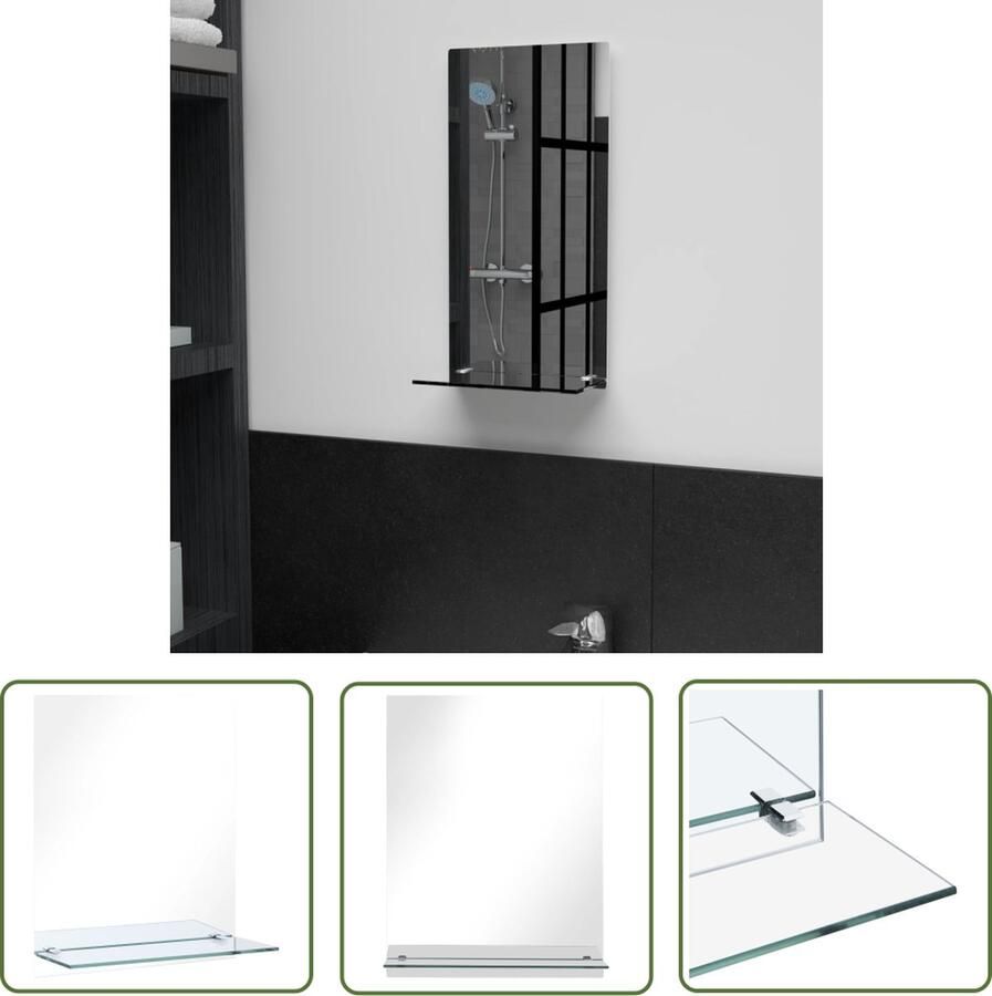 VidaXL The Living Store Wandspiegel Modern Badkamermeubel Gehard glas 20x40cm Met schap