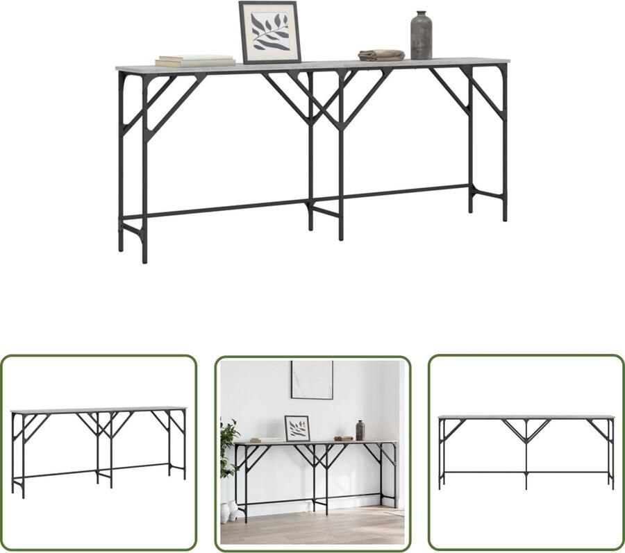 VidaXL The Living Store Wandtafel 180x29x75 cm bewerkt hout grijs sonoma eikenkleurig Wandtafel Grijze Wandtafel Houten Wandtafel Industriele Wandtafel Entreetafel - Foto 2
