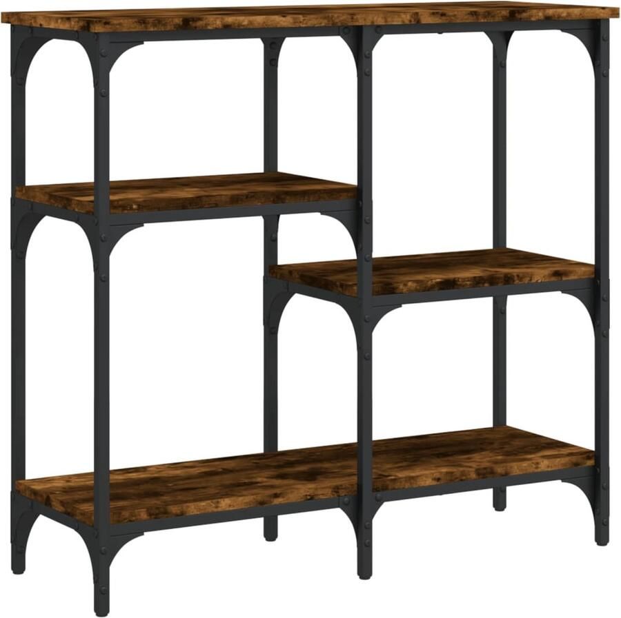 VidaXL The Living Store Wandtafel 80x29x75 cm bewerkt hout gerookt eikenkleurig Wandtafel Houten Tafel Bijzettafel Consooltafel Industrieel Design