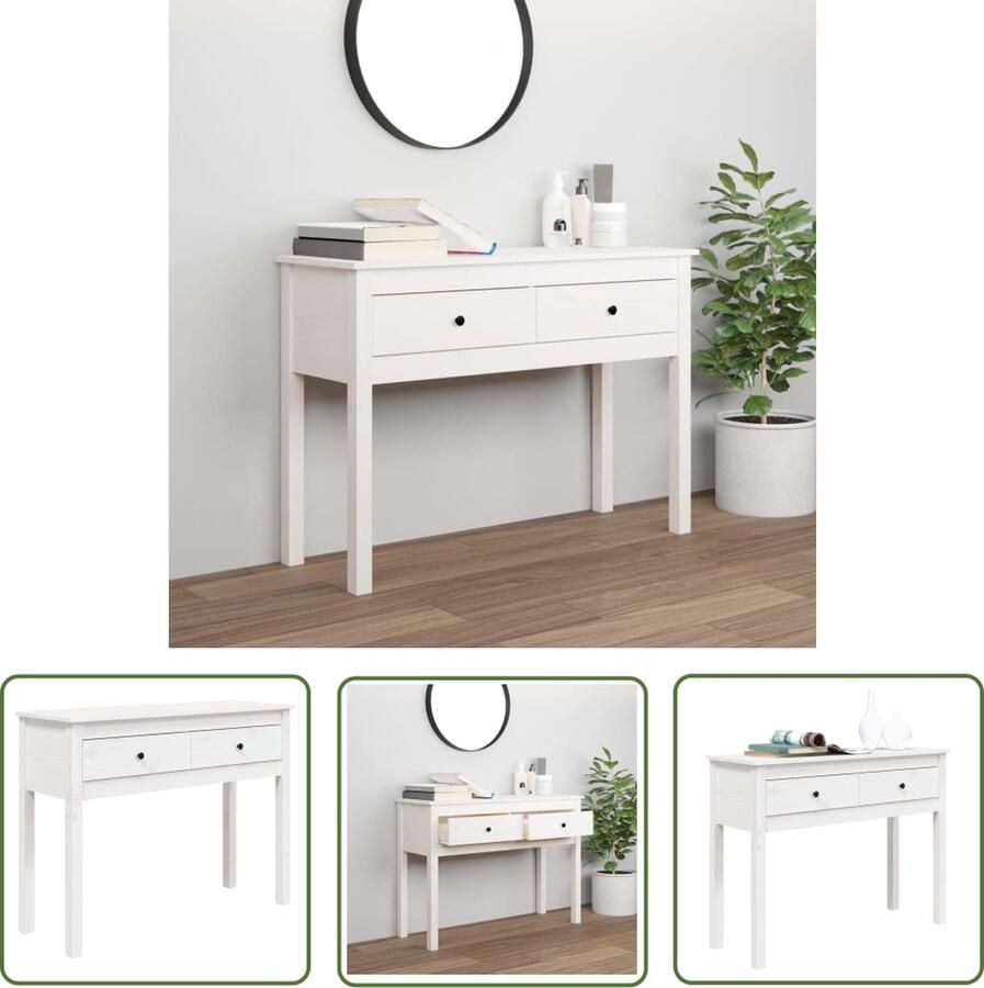 VidaXL The Living Store Wandtafel Classic Grenenhout 100 x 35 x 75 cm Wit - Foto 2