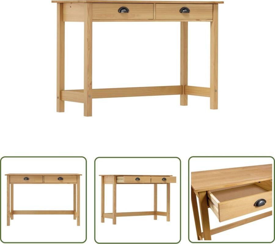 VidaXL The Living Store Wandtafel Hill 2 lades 110x45x74 cm massief grenenhout Wandtafel Consoletafel Bijzettafel Grenenhout Massief Hout - Foto 2