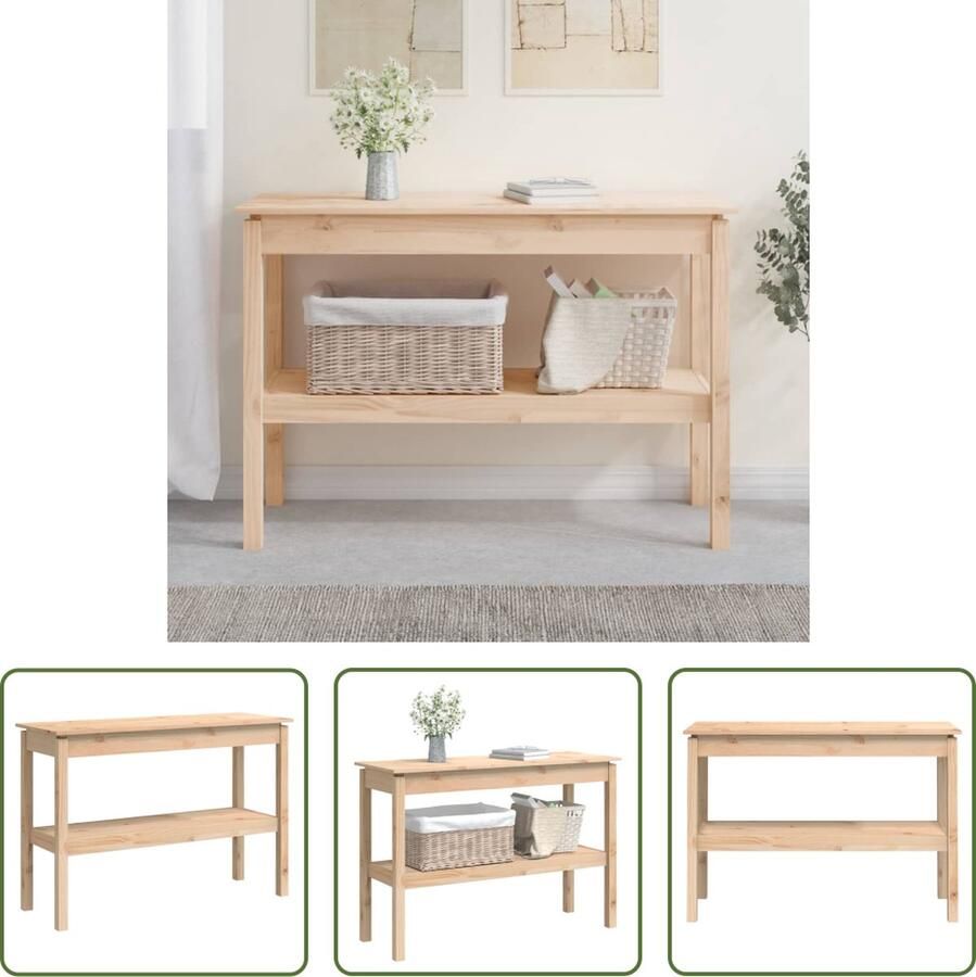VidaXL The Living Store Wandtafel Massief grenenhout 110 x 40 x 75 cm Extra opbergruimte - Foto 2