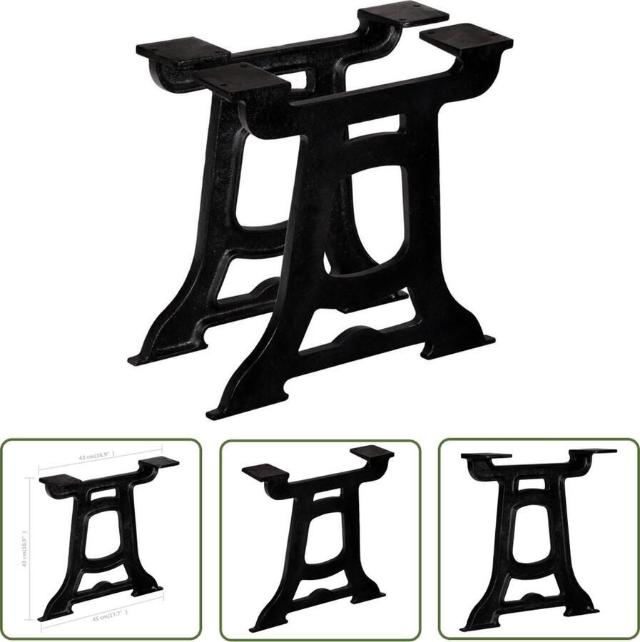 VidaXL The Living Store Y-frame salontafelpoten 45 x 43 cm zwart gietijzer - Foto 2