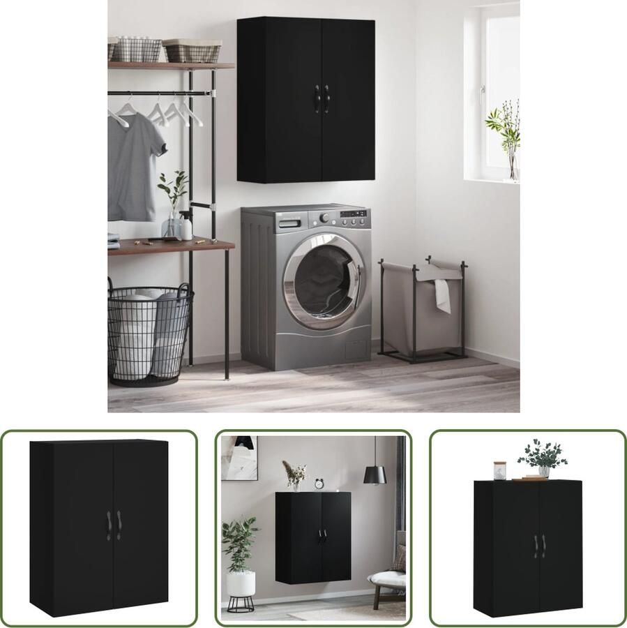 VidaXL The Living Store Zwevende Wandgemonteerde Opbergkast 69.5 x 34 x 90 cm Zwart