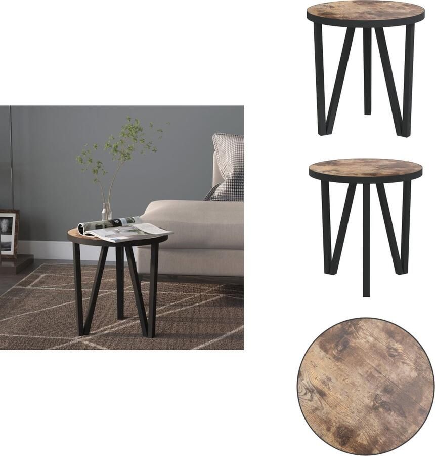 VidaXL Theetafel Theetafels Bijzettafel Salontafel Ø35 cm MDF zwart en geel