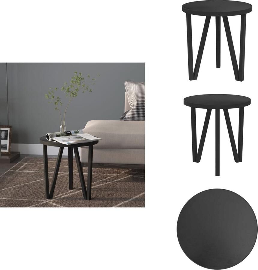 VidaXL Industriële Bijzettafel 35 x 34 cm Zwart MDF en gepoedercoat staal Tafel