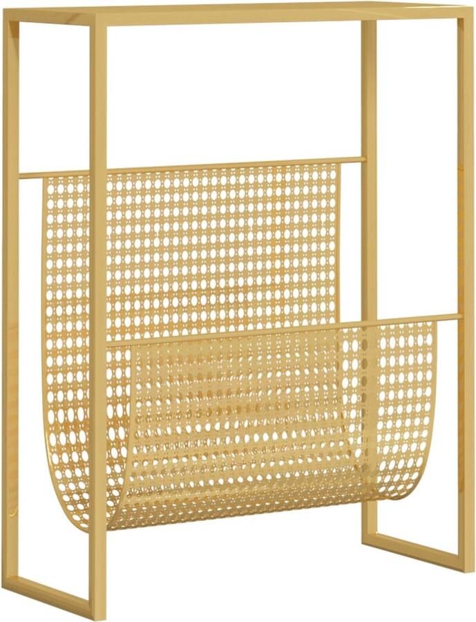 VidaXL Tijdschriftenrek Goud Staal 35x15x45 cm Tijdschriftenrek Boekenplank Interieurdecoratie Metalen Meubilair Gouden Accessoires Organisator Woonaccessoires Livingroom Furniture Bureau Artikelen