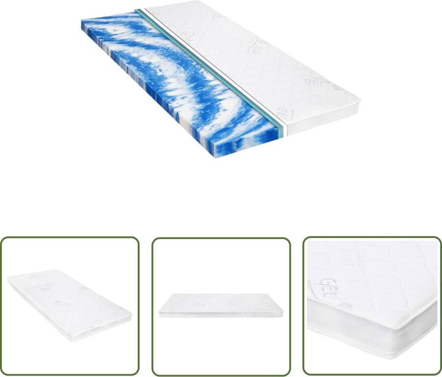 The Living Store Dekmatras Gelschuimtechnologie Drukverlichting Comfortabel Eenvoudig schoon te houden (wit blauw) Dekmatras Topmatras Gelschuim Drukverlichting Slaapcomfort