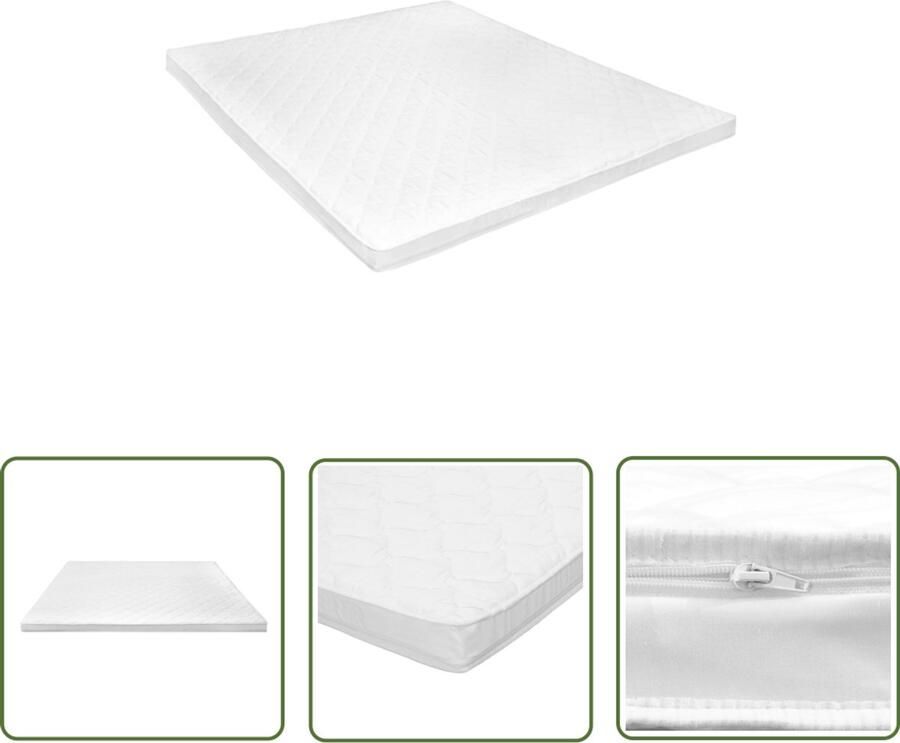 VidaXL Topmatras Koudschuim 160x200 cm 6 cm dik Dekmatras Koudschuim Matras Topmatras Slaapcomfort Anti Allergisch Matras Witte Matras