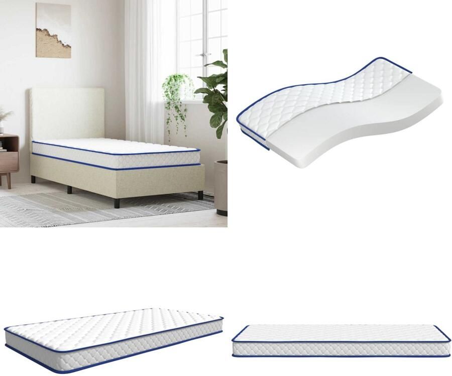 VidaXL Traagschuimmatras 100x200x17 cm wit Schuimmatras Schuimmatrassen Traagschuimmatras Matras
