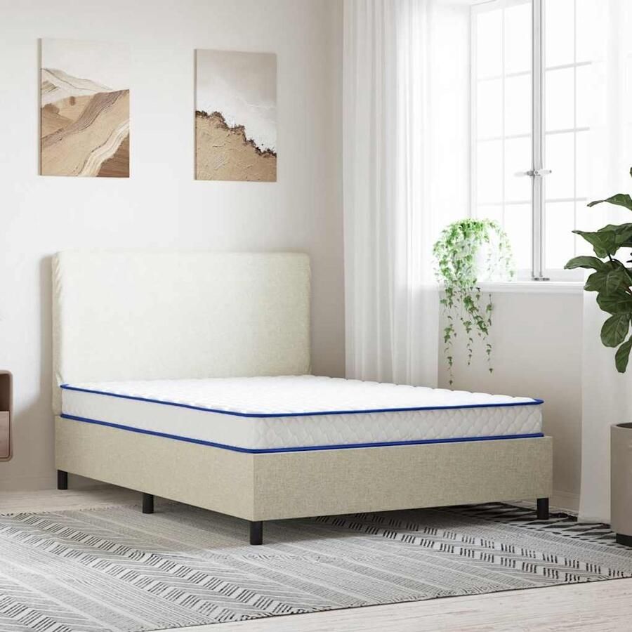 VidaXL Traagschuimmatras 140x190x17 cm Wit en blauw Schuimmatras Schuimmatrassen Traagschuimmatras Matras