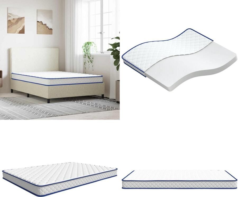 VidaXL Traagschuimmatras 140x190x17 cm wit Schuimmatras Schuimmatrassen Traagschuimmatras Matras