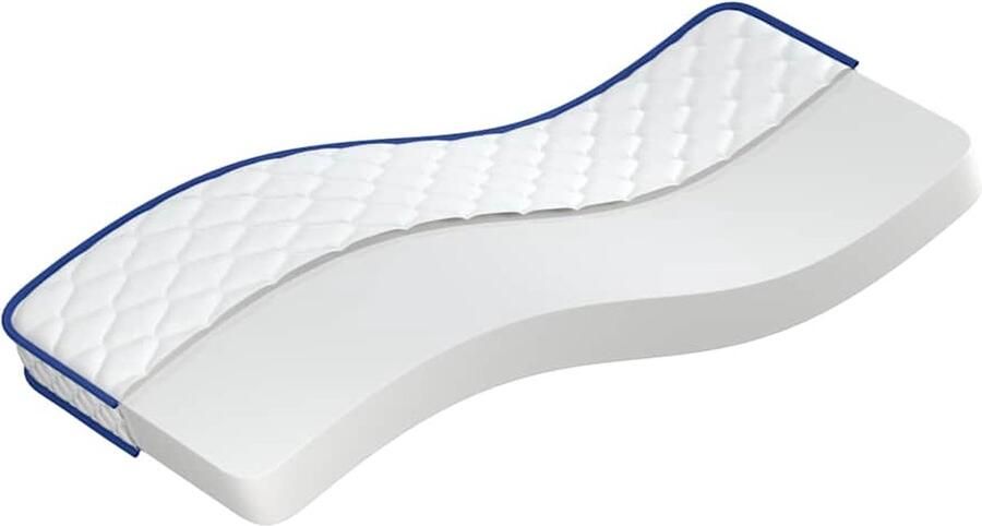 VidaXL Traagschuimmatras 80x200x17 cm Wit en Blauw Schuimmatras Schuimmatrassen Traagschuimmatras Matras