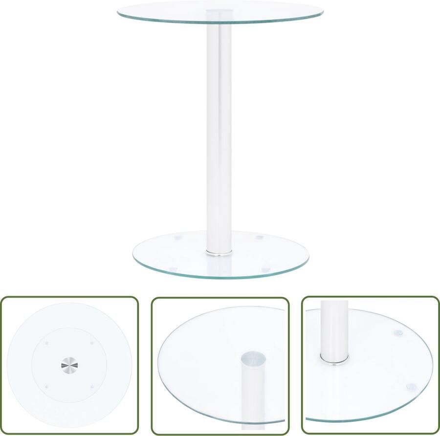 The Living Store Salontafel transparant en zilver 40 x 50 cm gehard glas Salontafel Transparant Zilver Gehard Glas Koffietafel - Foto 2