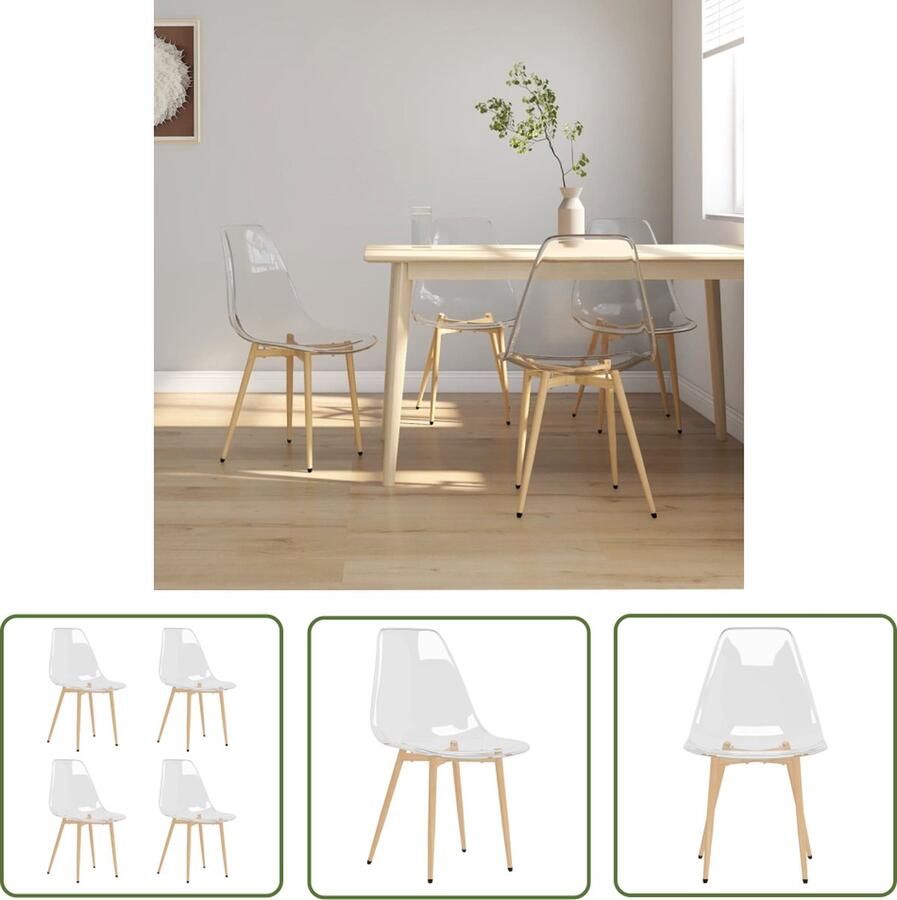 The Living Store Eetkamerstoelen PET Transparant 46 x 52 x 84 cm Ergonomisch design Eetkamerstoelen Transparante Stoelen Kunststof Stoelen Moderne Stoelen Ergonomische Stoelen - Foto 2