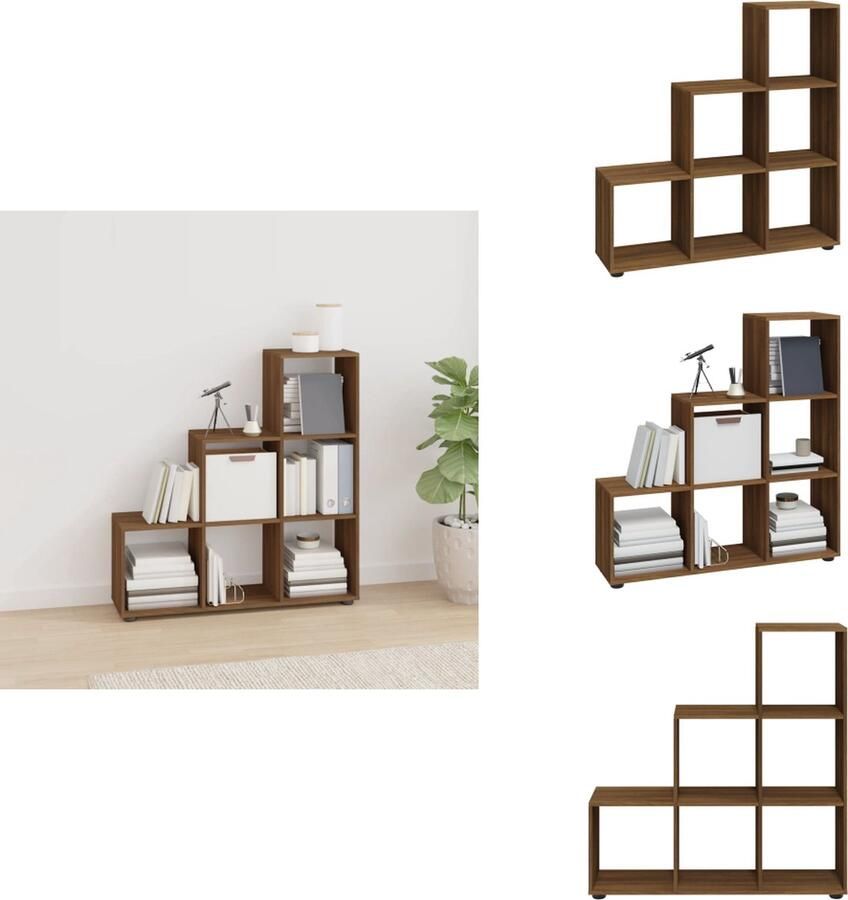 VidaXL Trapvormige Boekenkast Trapvormige Boekenkasten Boekenplank Boekenkast trapvormig 107 cm bewerkt hout bruineikenkleurig