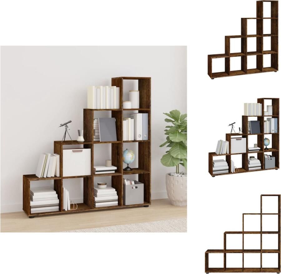 VidaXL Trapvormige Boekenkast Trapvormige Boekenkasten Boekenplank Boekenkast trapvormig 142 cm bewerkt hout gerookt eikenkleurig