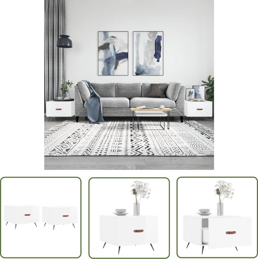 The Living Store Salontafels Trendy Woonkamermeubels 50x50x40cm Hoogglans Wit Salontafel Trendi Design Houten Salontafel Witte Salontafel Moderne Salontafel