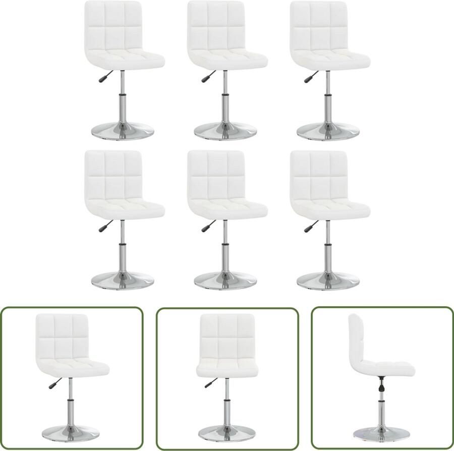 The Living Store Eetkamerstoelen 6 st kunstleer wit Keukenstoel Trendy Stoel Witte Stoel Kunstleder Stoel Eetkamerstoel Set