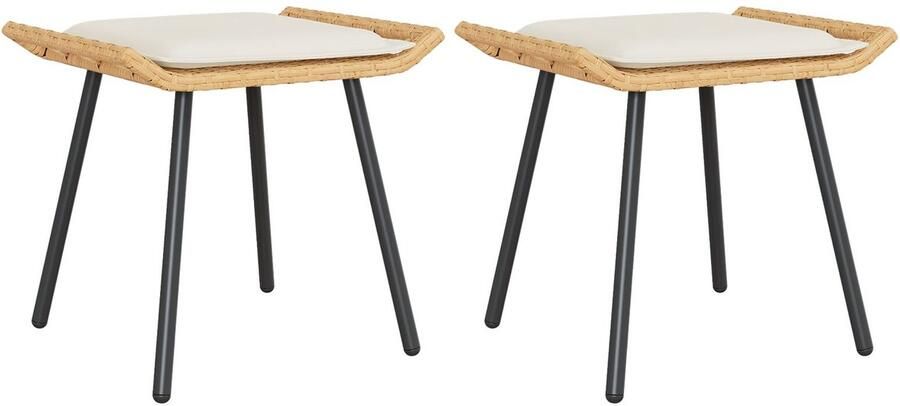 VidaXL Tuin Kruk met kussen 2 pcs Bruin 50 x 40 x 45cm Polyester - Foto 2