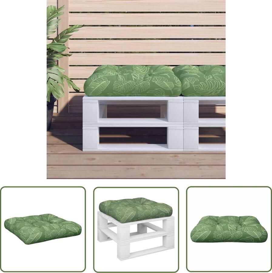 The Living Store Palletkussen Oxford stof 58 x 58 x 10 cm Zachte vulling Breed toepasbaar Met bladpatroon Palletkussen Tuin Kussen Buitendecoratie Lounge Set Terrasdecoratie
