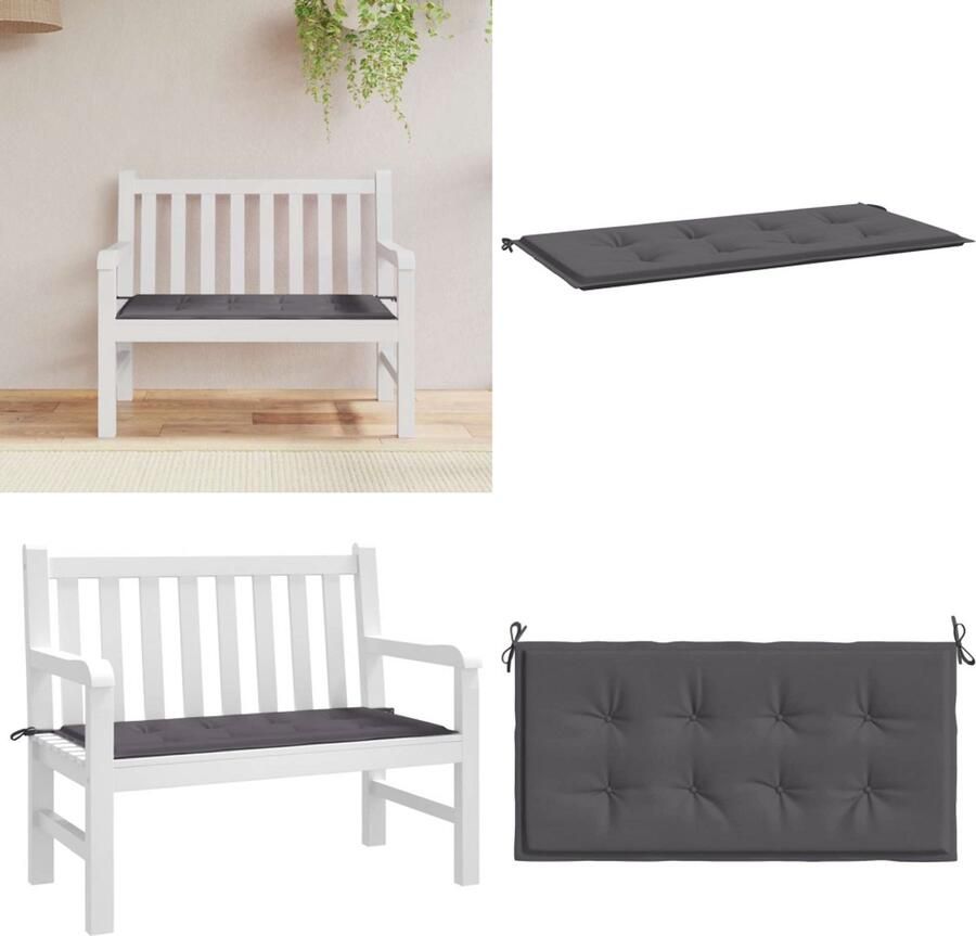 VidaXL Tuinbankkussen 100x50x3 cm oxford stof antracietkleurig Tuinbankkussen Tuinbankkussens Tuinbank Kussen Buitenbankkussen