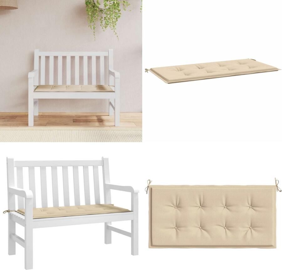 VidaXL Tuinbankkussen 100x50x3 cm oxford stof beige Tuinbankkussen Tuinbankkussens Tuinbank Kussen Buitenbankkussen