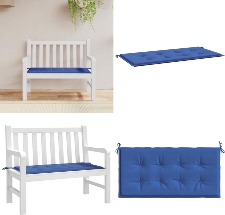 VidaXL Tuinbankkussen 100x50x3 cm oxford stof koningsblauw Tuinbankkussen Tuinbankkussens Tuinbank Kussen Buitenbankkussen