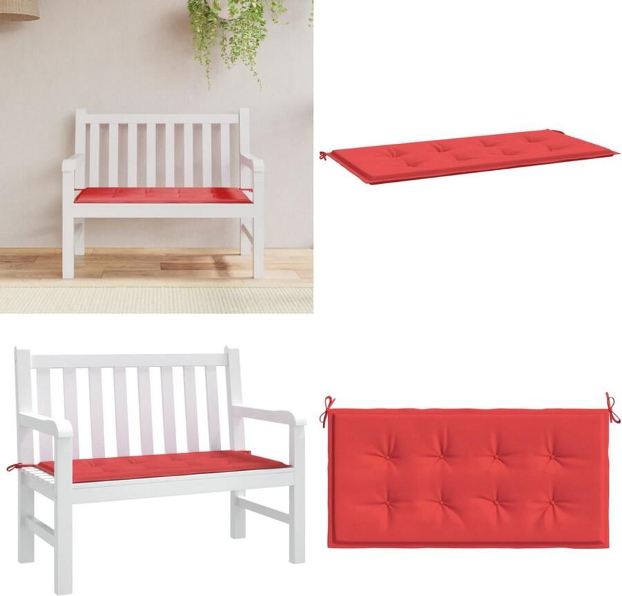 VidaXL Tuinbankkussen 100x50x3 cm oxford stof rood Tuinbankkussen Tuinbankkussens Tuinbank Kussen Buitenbankkussen