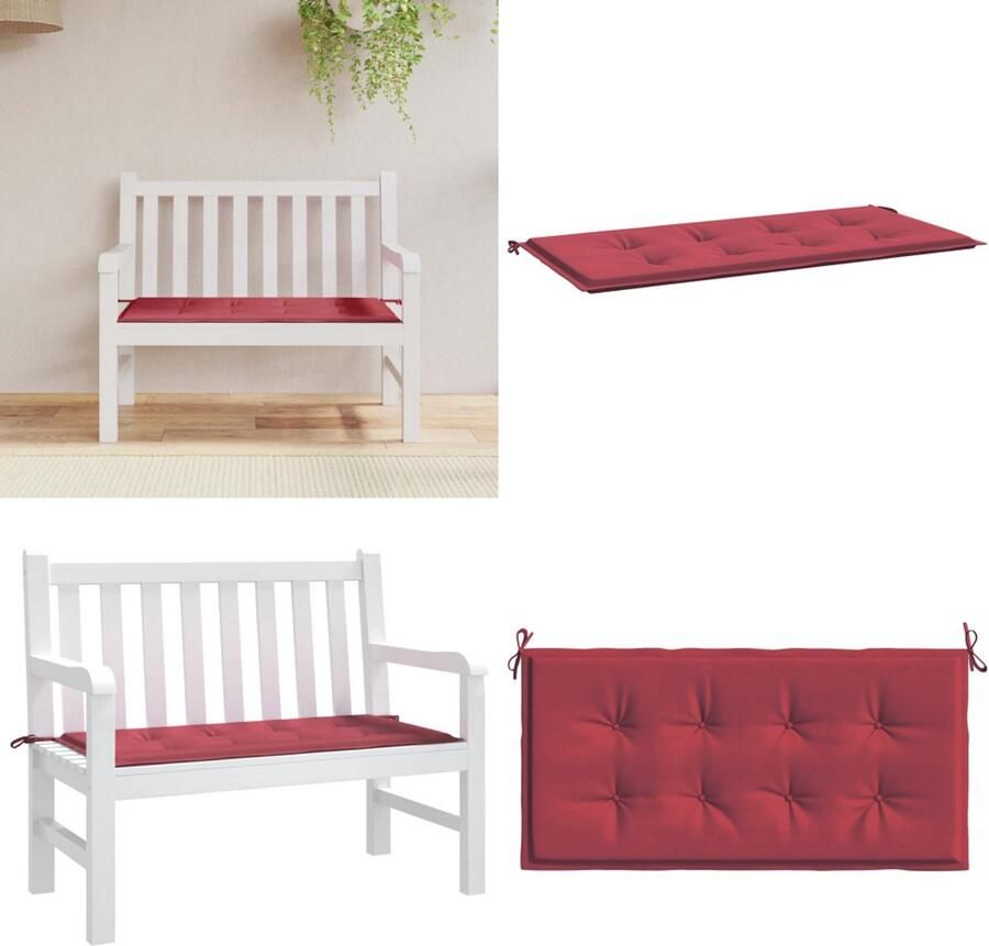 VidaXL Tuinbankkussen 100x50x3 cm oxford stof wijnrood Tuinbankkussen Tuinbankkussens Tuinbank Kussen Buitenbankkussen
