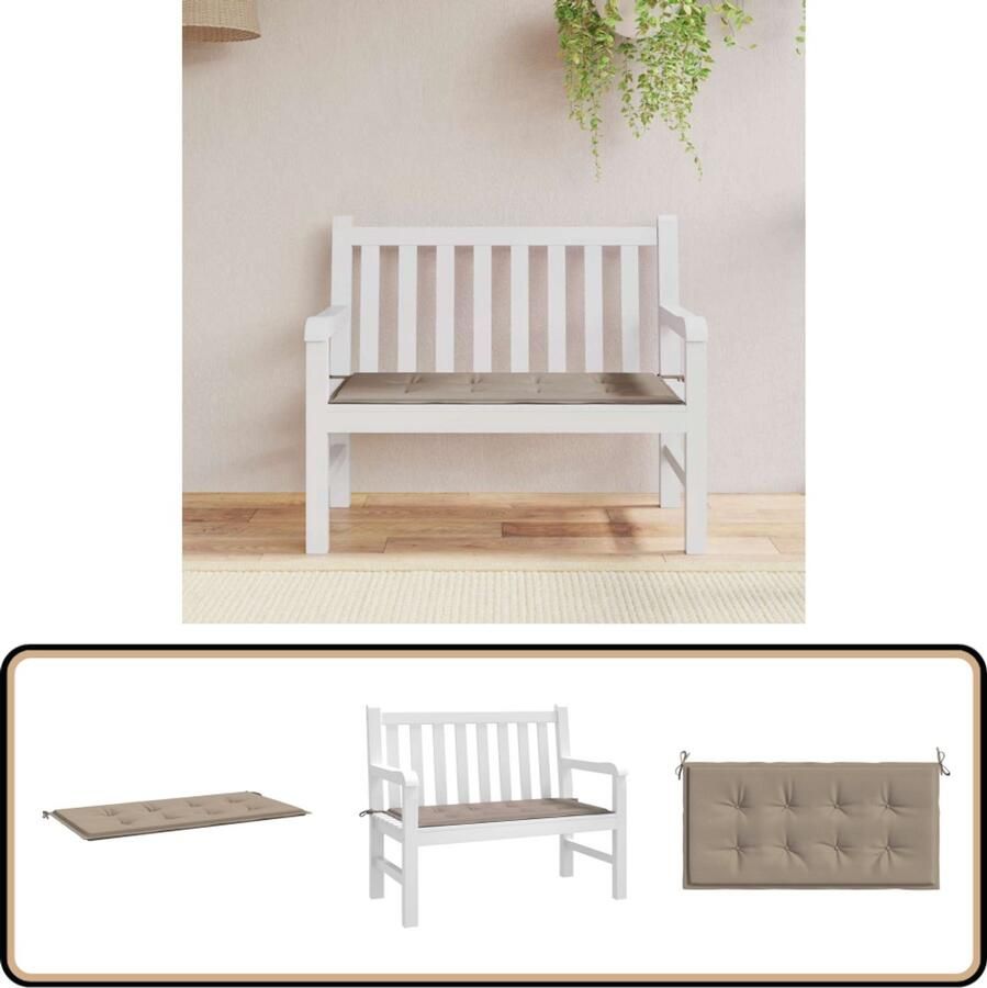VidaXL Tuinbankkussen 100x50x3 cm Taupe Tuinbankkussentje Oxford Stof Waterafstotende Kussens Balkondecoratie Lounge Set Accessoires Outdoor Kussens Zitkussen