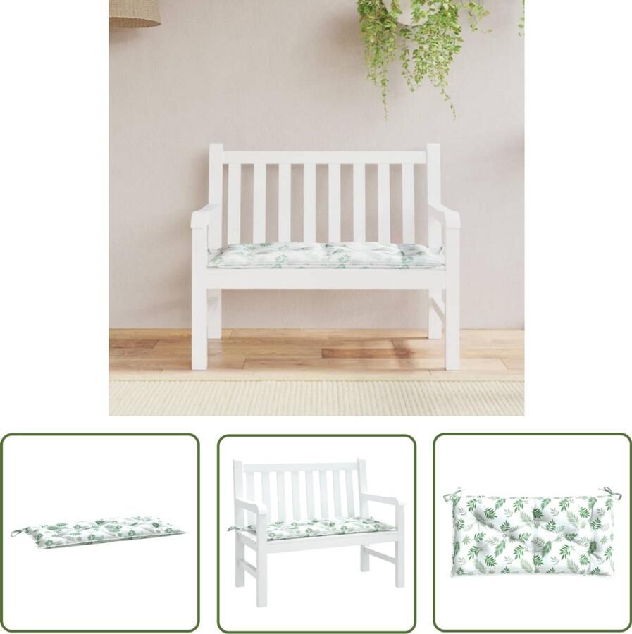 VidaXL Tuinbankkussen 100x50x7 cm Bladpatroon Tuinbankkussentje Buitenkussen Tuinkussen Lounge Kussen Balkon Kussen Zitzak