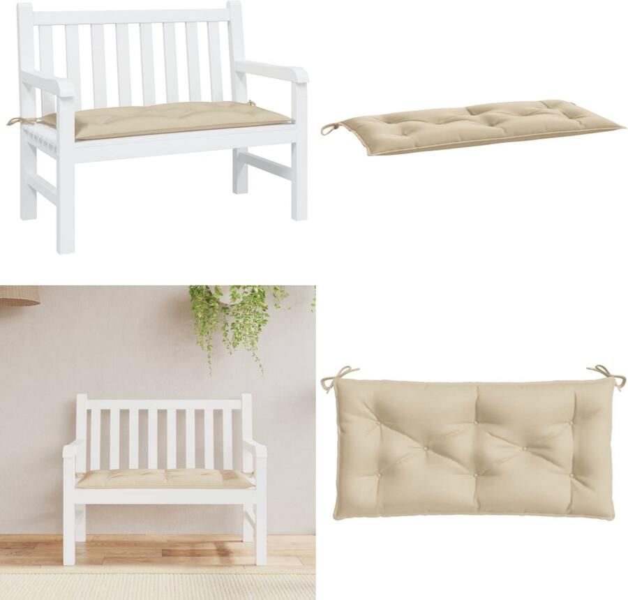 VidaXL Tuinbankkussen 100x50x7 cm oxford stof beige Tuinbankkussen Tuinbankkussens Tuinbank Kussen Buitenbankkussen