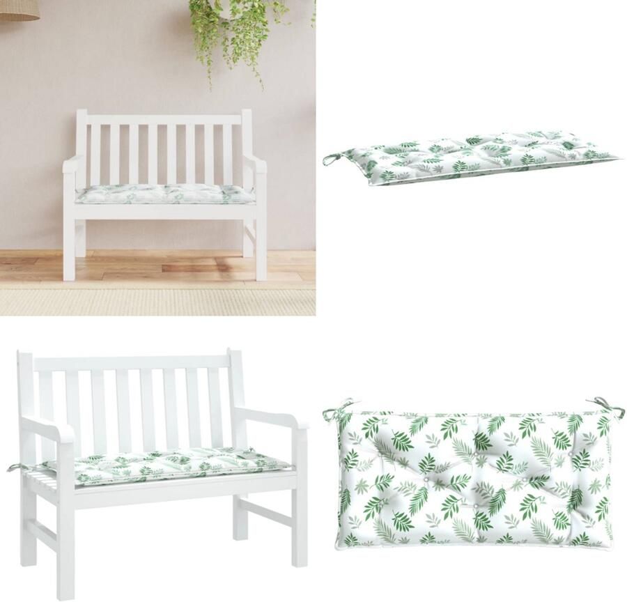 VidaXL Tuinbankkussen 100x50x7 cm oxford stof bladpatroon Tuinbankkussen Tuinbankkussens Tuinbank Kussen Buitenbankkussen - Foto 2