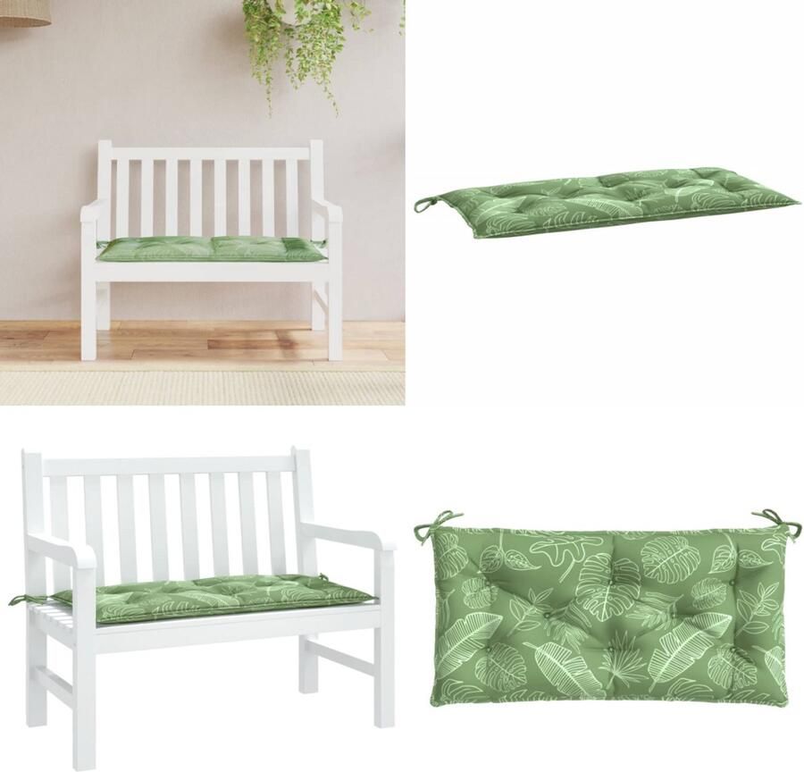 VidaXL Tuinbankkussen 100x50x7 cm oxford stof bladpatroon Tuinbankkussen Tuinbankkussens Tuinbank Kussen Buitenbankkussen