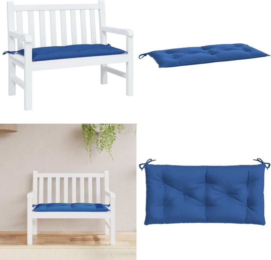 VidaXL Tuinbankkussen 100x50x7 cm oxford stof blauw Tuinbankkussen Tuinbankkussens Tuinbank Kussen Buitenbankkussen