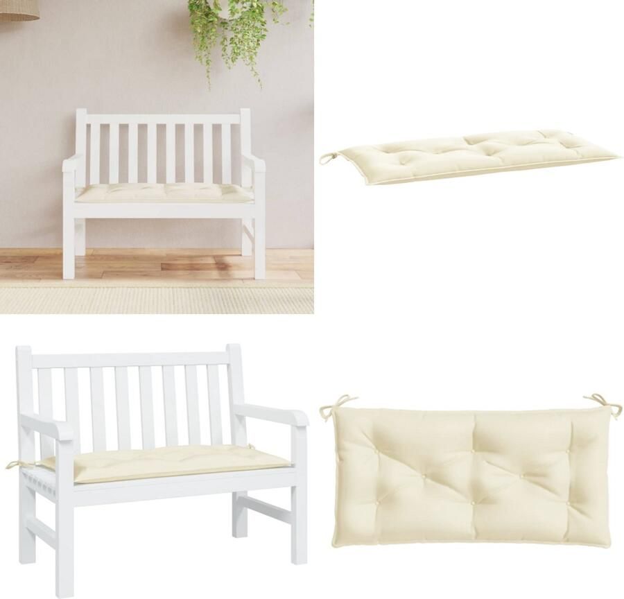 VidaXL Tuinbankkussen 100x50x7 cm oxford stof crèmekleurig Tuinbankkussen Tuinbankkussens Tuinbank Kussen Buitenbankkussen