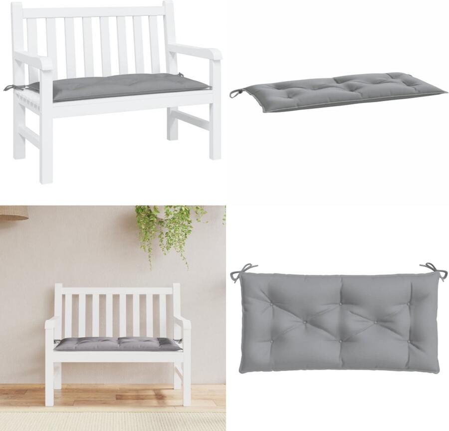 VidaXL Tuinbankkussen 100x50x7 cm oxford stof grijs Tuinbankkussen Tuinbankkussens Tuinbank Kussen Buitenbankkussen