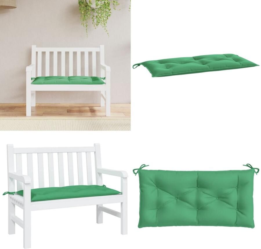 VidaXL Tuinbankkussen 100x50x7 cm oxford stof groen Tuinbankkussen Tuinbankkussens Tuinbank Kussen Buitenbankkussen