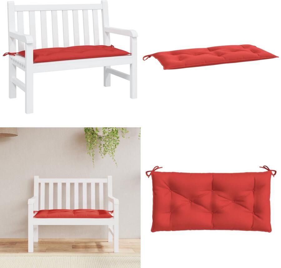 VidaXL Tuinbankkussen 100x50x7 cm oxford stof rood Tuinbankkussen Tuinbankkussens Tuinbank Kussen Buitenbankkussen