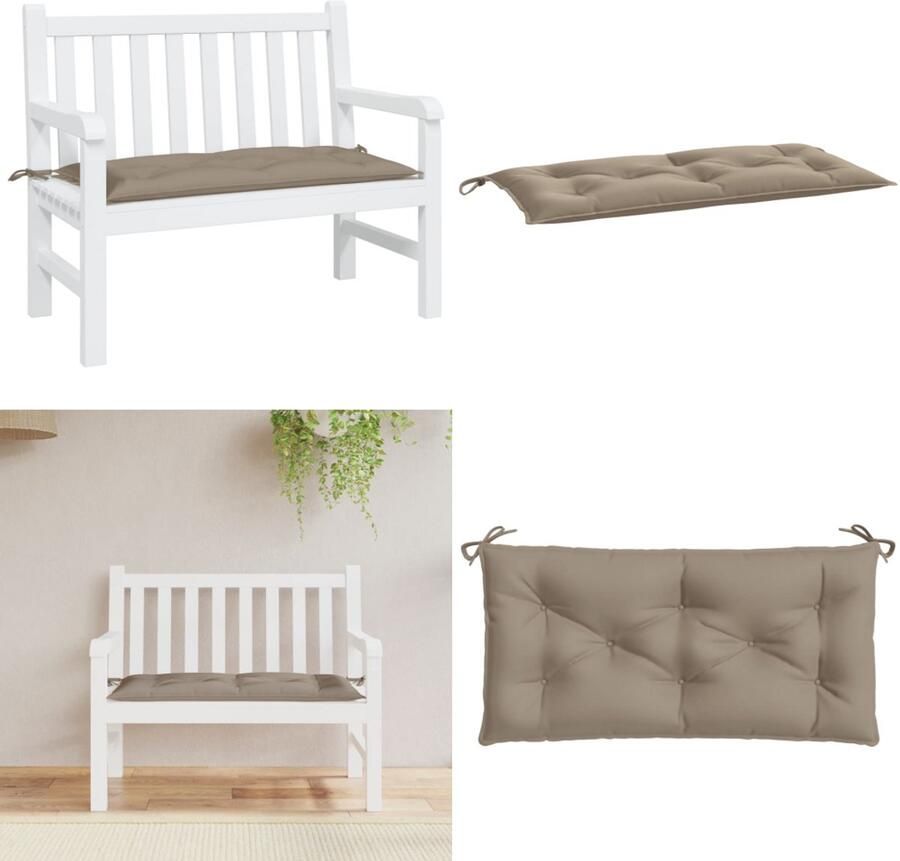 VidaXL Tuinbankkussen 100x50x7 cm oxford stof taupe Tuinbankkussen Tuinbankkussens Tuinbank Kussen Buitenbankkussen