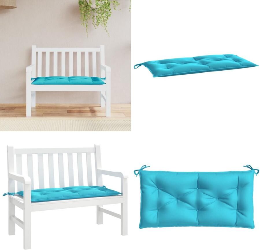 VidaXL Tuinbankkussen 100x50x7 cm oxford stof turquoise Tuinbankkussen Tuinbankkussens Tuinbank Kussen Buitenbankkussen