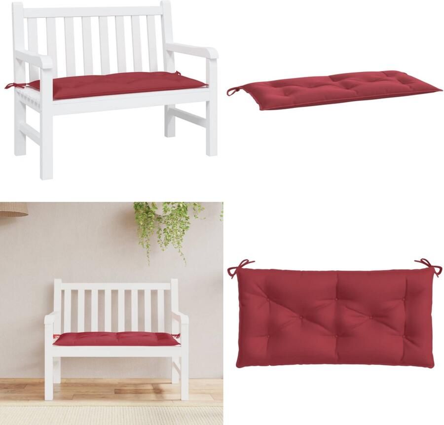 VidaXL Tuinbankkussen 100x50x7 cm oxford stof wijnrood Tuinbankkussen Tuinbankkussens Tuinbank Kussen Buitenbankkussen