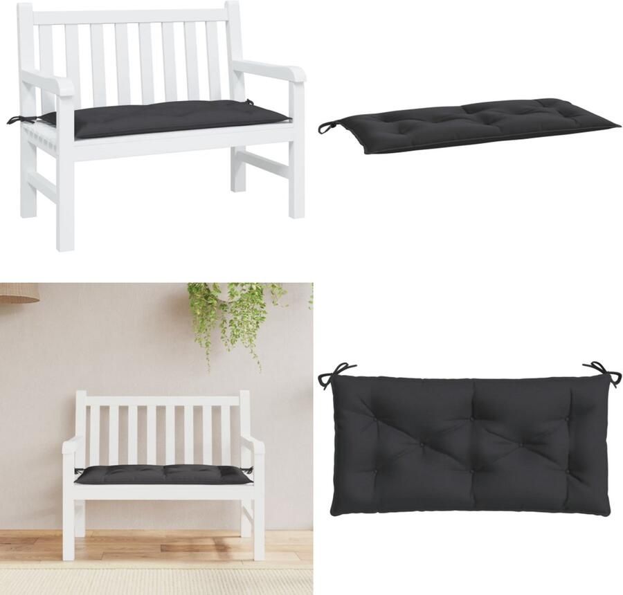 VidaXL Tuinbankkussen 100x50x7 cm oxford stof zwart Tuinbankkussen Tuinbankkussens Tuinbank Kussen Buitenbankkussen